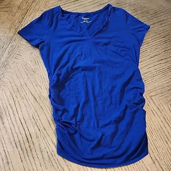 Royal Blue v neck t shirt maternity size S Motherhood Maternity - Picture 1 of 6